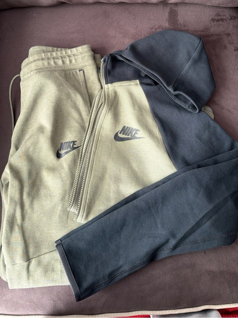 Nike Kids Two-Tone Olive Green & Black Joggers